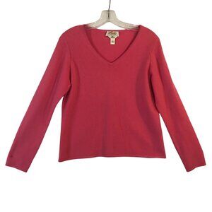 Talbots Womens L Pure Cashmere Sweater Pullover Pink V-Neck